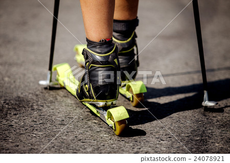 closeup of ski rollers 24078921