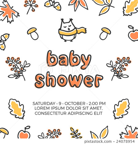 Baby shower vector template with cute doodle Baby shower vector template with cute doodle 24078954