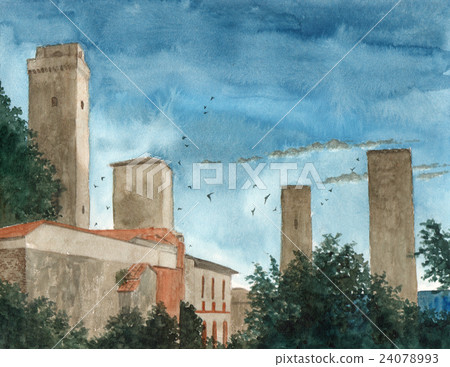 意大利聖吉米尼亞諾的黃昏風景 意大利聖吉米尼亞諾的黃昏風景 24078993