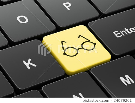Science concept: Glasses on computer keyboard 24079261