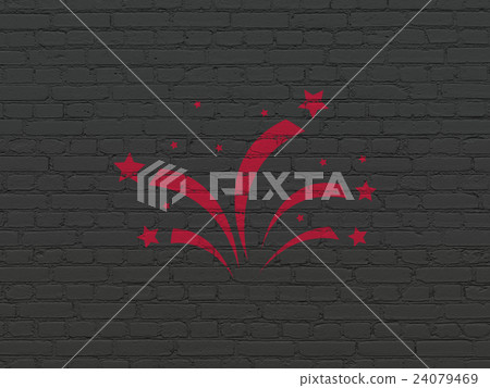 Holiday concept: Fireworks on wall background Holiday concept: Fireworks on wall background 24079469