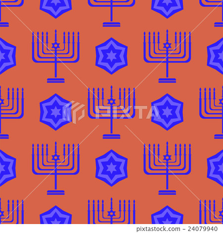 Blue David Star Menorah Seamless Background Blue David Star Menorah Seamless Background 24079940