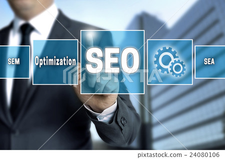 seo touchscreen is operated by businessman 24080106
