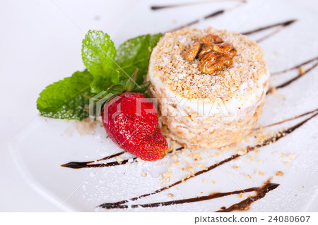 walnut cake with strawberries walnut cake with strawberries 24080607