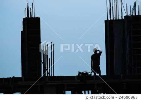 Silhouette of construction worker Silhouette of construction worker 24080965