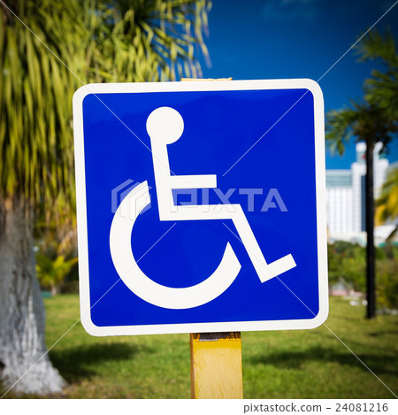 Blue handicapped sign with wheelchair 24081216