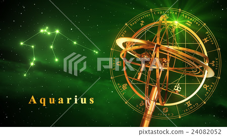 Armillary Sphere And Constellation Aquarius Armillary Sphere And Constellation Aquarius 24082052