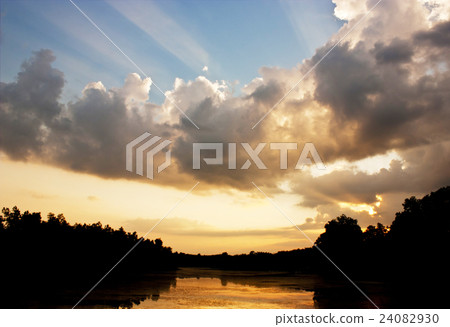 Sky with river and color of the sunset 24082930