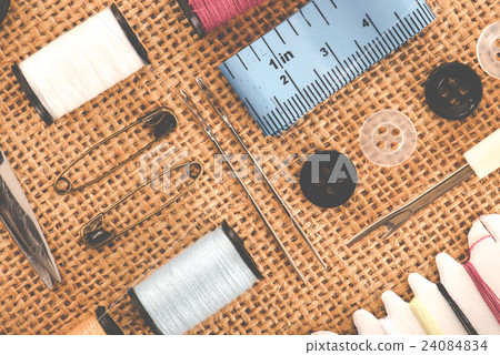 Sewing utensils flat layout Sewing utensils flat layout 24084834