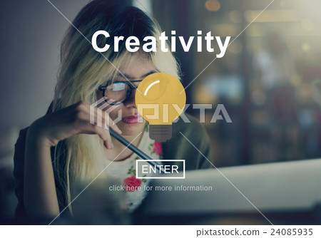 Creative Light Bulb Icon Enter Button Concept Creative Light Bulb Icon Enter Button Concept 24085935