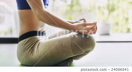 Woman Yoga Practice Pose Training Concept Woman Yoga Practice Pose Training Concept 24086841