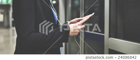Woman Waiting Subway Terminal Transportation Concept 24086842
