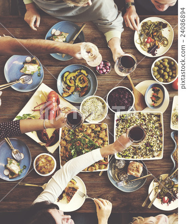 Friends Happiness Enjoying Dinning Eating Concept Friends Happiness Enjoying Dinning Eating Concept 24086894