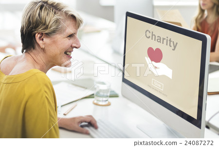 Charity Volunteer Donate Hand Symbol Concept 24087272