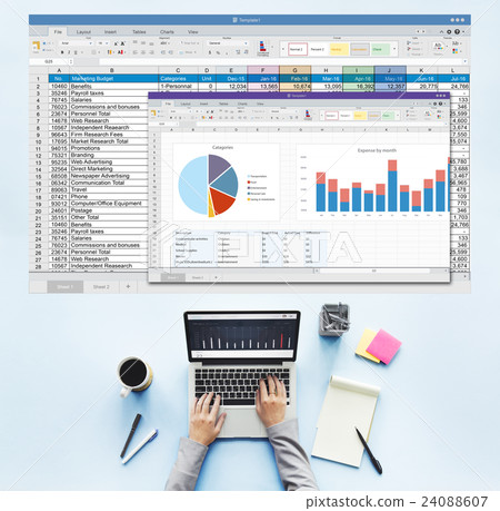 Spreadsheet Document Financal Report Concept 24088607