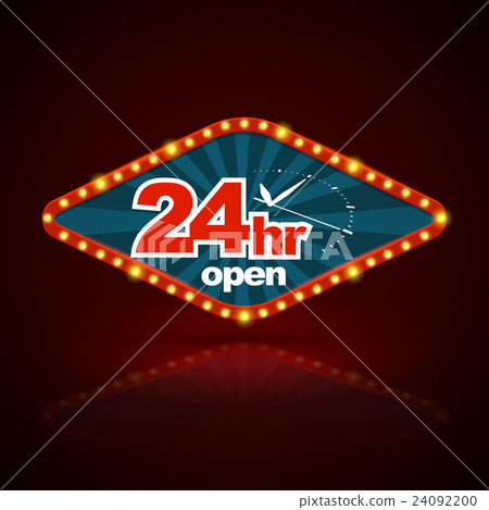 24hr open with clock scale banner retro light 24hr open with clock scale banner retro light 24092200
