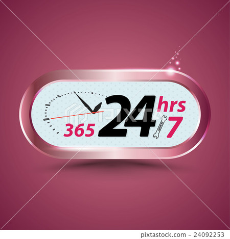 365 24hrs /7 open customer service with clock. - Stock Illustration ...