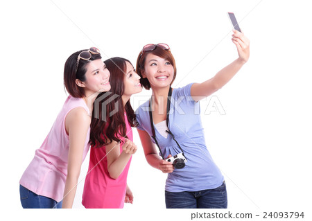 Happy teenagers taking pictures 24093794