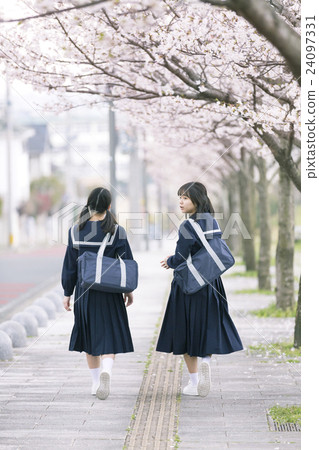 Two walking girls students 24097331