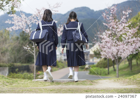 Two walking girls students Two walking girls students 24097367