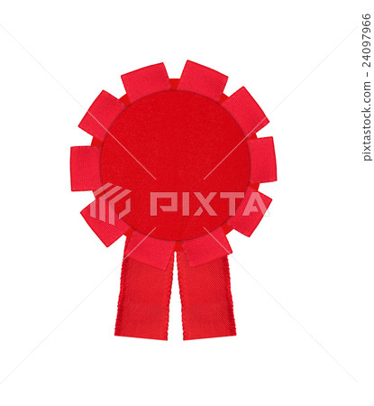 red award winning ribbon rosette isolated on white red award winning ribbon rosette isolated on white 24097966