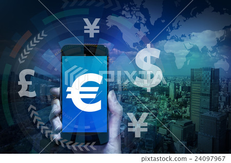 Smartphone and FinTech (FinTech) abstract image in hand Smartphone and FinTech (FinTech) abstract image in hand 24097967