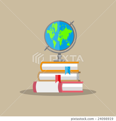 globe, pile of books. education concept globe, pile of books. education concept 24098919