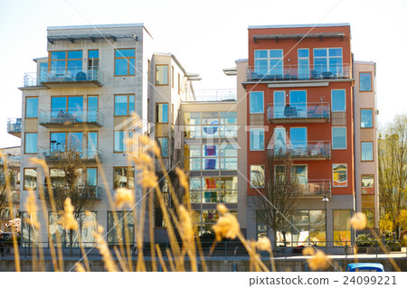 A view from the high grass on the modern building A view from the high grass on the modern building 24099221