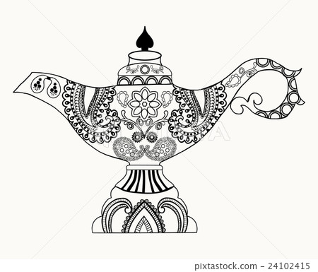 Alladin Magic Lamp line art design 24102415