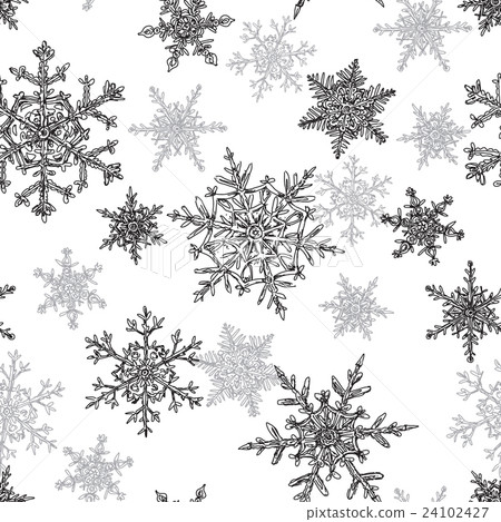 Seamless Pattern with Snowflakes Sketch 24102427