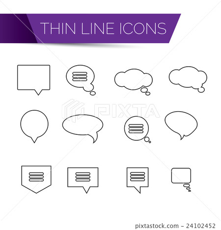 thin line art icons - speech bubble set 24102452