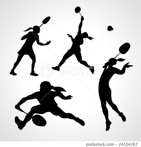 Silhouettes of women professional badminton 24104267