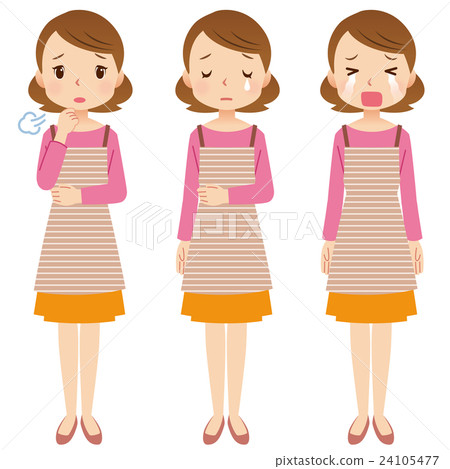 Female housewife expression set cry face 24105477