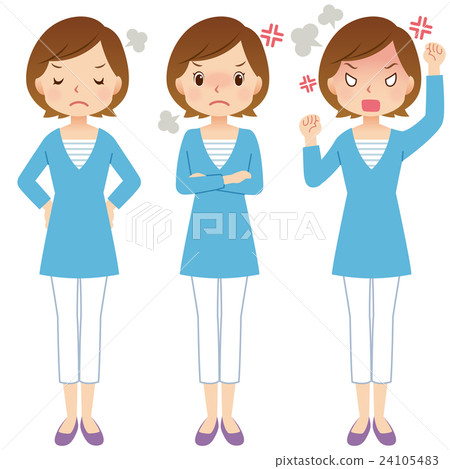 Female housewife facial expression set anger Female housewife facial expression set anger 24105483