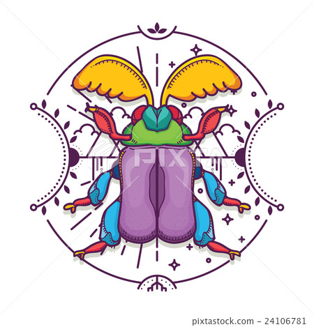 Beetle Bug Design Elements with Line Graphic. Beetle Bug Design Elements with Line Graphic. 24106781
