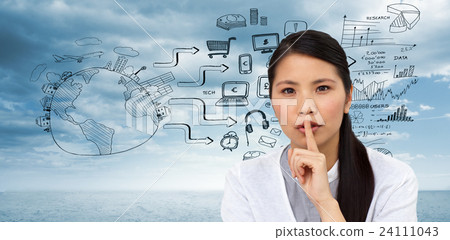 Composite image of serious businesswoman asking for silence Composite image of serious businesswoman asking for silence 24111043