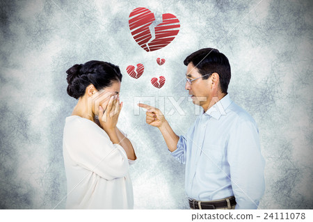 Composite image of older asian couple having an argument 24111078