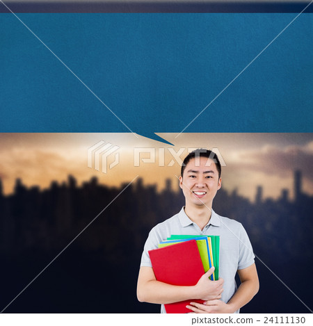 Composite image of smiling man holding files Composite image of smiling man holding files 24111130
