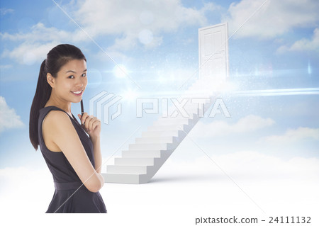 Composite image of thoughtful businesswoman 24111132