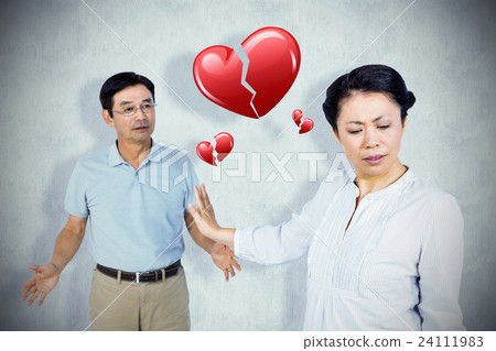 Composite image of older asian couple having an argument 24111983