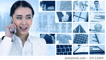 Composite image of businesswoman using her smart phone 24112004