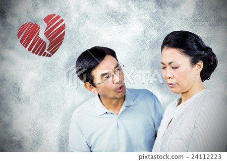 Composite image of older asian couple having an argument Composite image of older asian couple having an argument 24112223