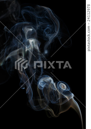 Abstract blue smoke from aromatic sticks. 24112978