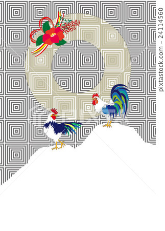 Chicken illustration New Year's card template eps vector material 24114560