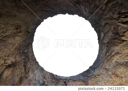 Hole of wood log with white isolated on middle for design. Saved with clipping path 24115071