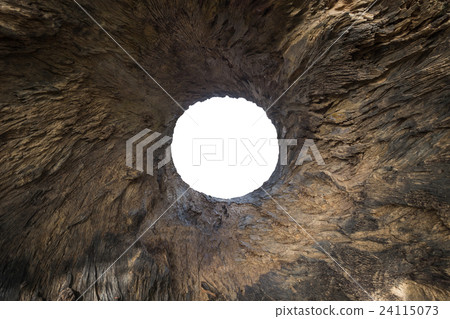 Hole of wood log with white isolated on middle for design. Saved with clipping path 24115073