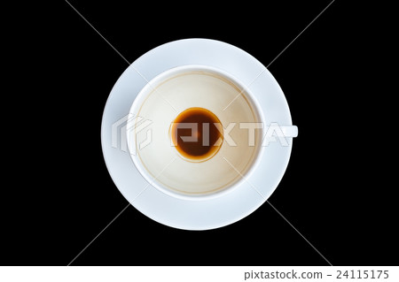 Top view empty coffee cup after drinking isoalted on black. Saved with clipping path 24115175
