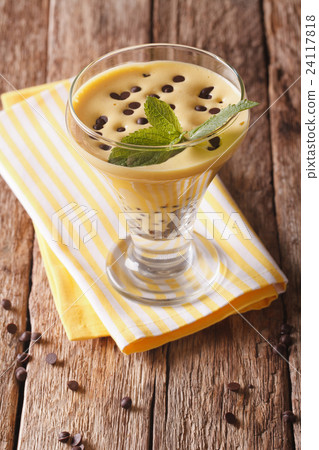 Italian Zabaione dessert with chocolate in a glass 24117818