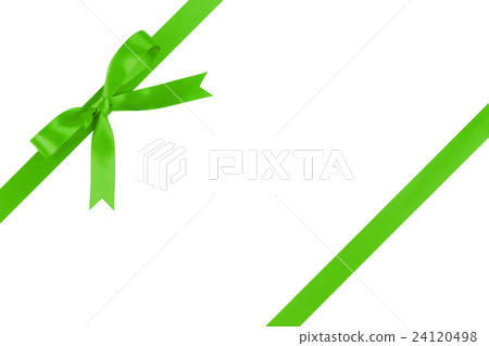 green ribbon with bow for packaging with tails green ribbon with bow for packaging with tails 24120498
