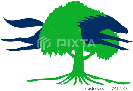 Horse Jumping Through Oak Tree Retro 24121021